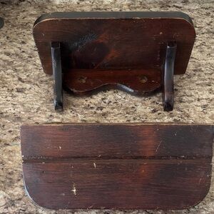 Vintage Wooden Wall Shelves Bracket Set in Dark Brown